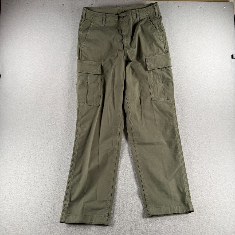 UNIQLO Men's Cargo Pants S Olive Green Stretch Cotton Tapered 470609